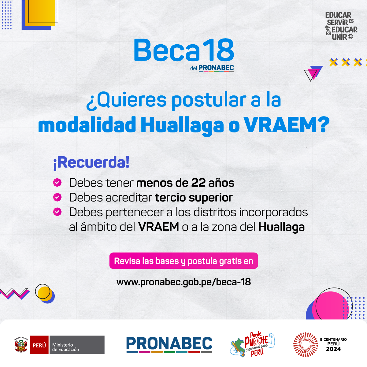 Beca 18-2025 - Modalidad Huallaga y Vraem